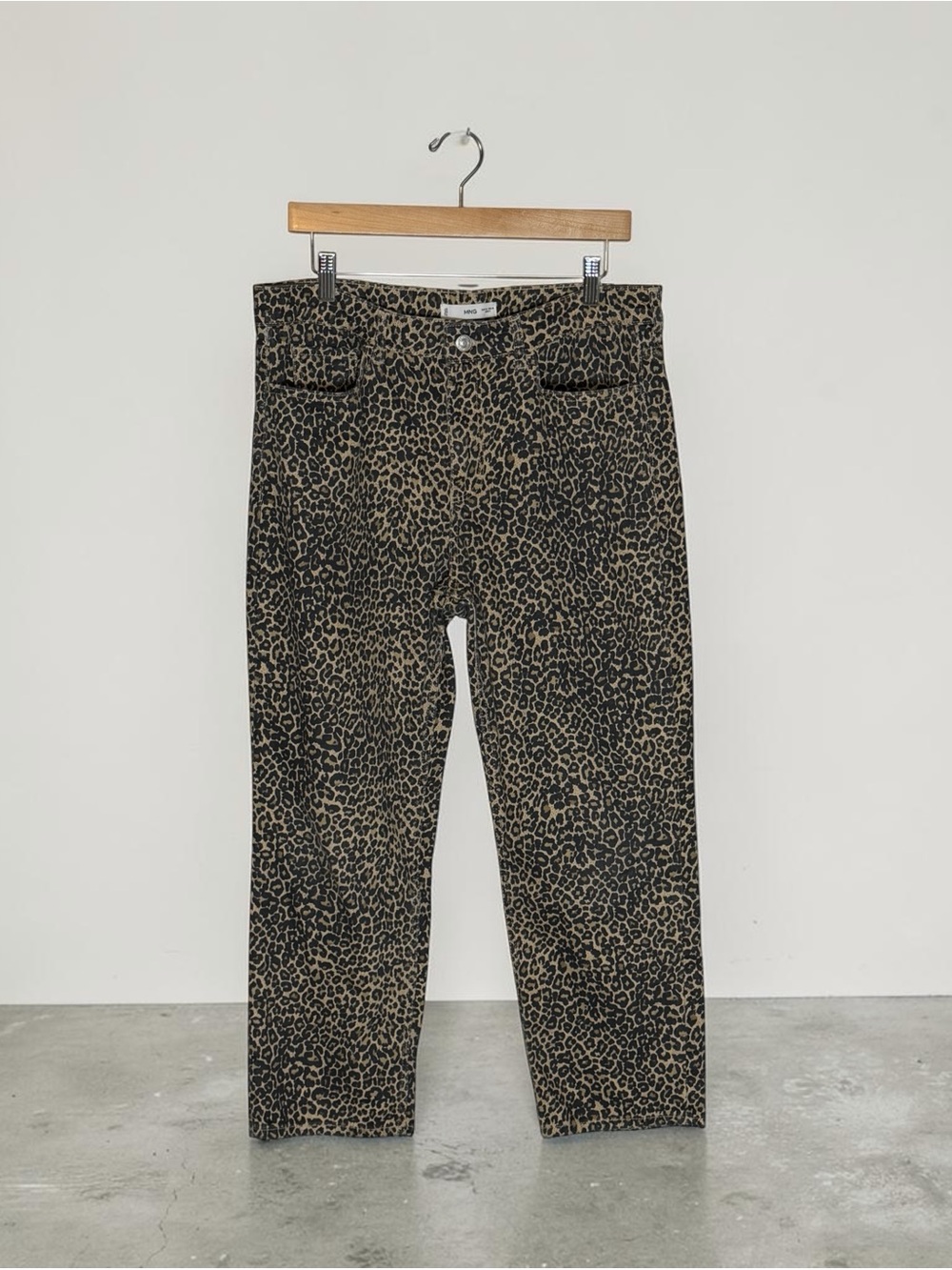 MNG Mango Women's Leopard Print Straight Leg Cropped Pants, Sz 30 Rd Description